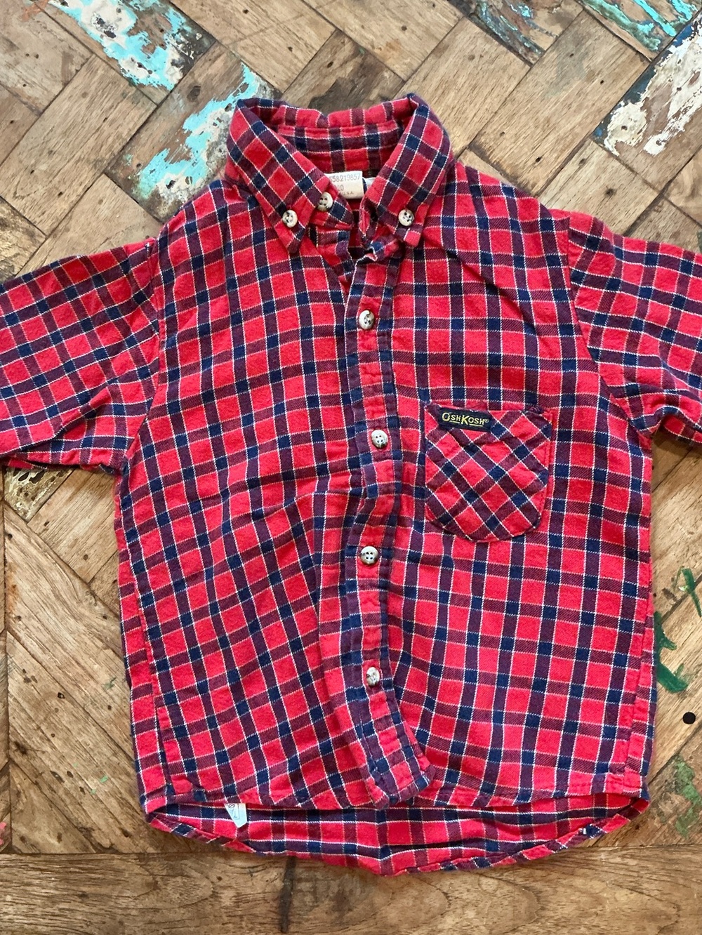 OshKosh B'gosh Red and Blue Plaid Button-Up Shirt